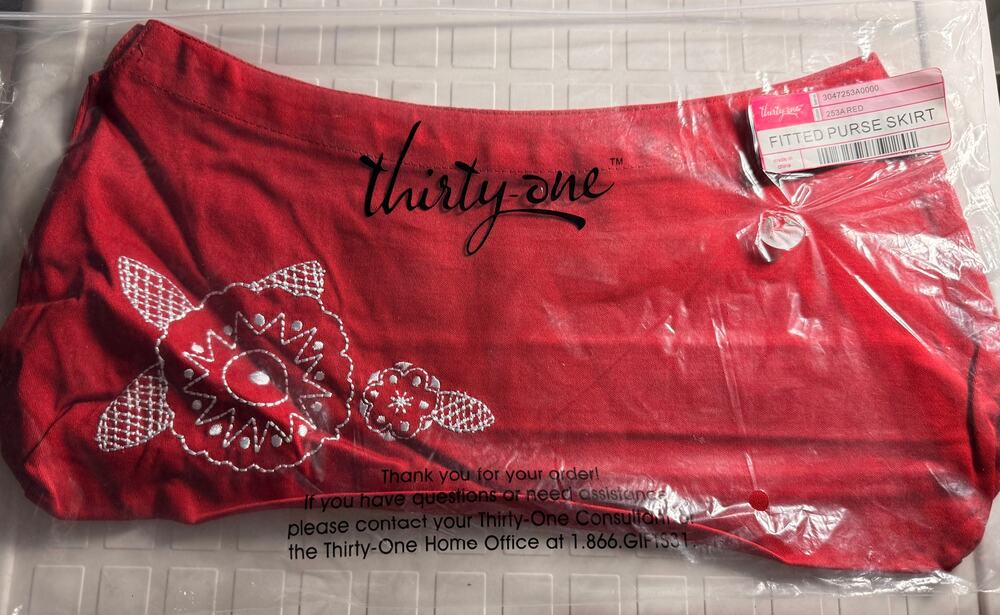 Thirty-one Fitted Purse Skirt Interchangeable Bag Cover Red